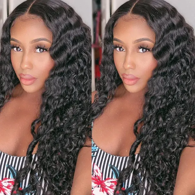 Luxefame PU Tape In Human Hair Extensions  Deep Wave 100% Raw Human Hair Tape-Ins Wavy Vietnamese Hair