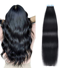 Luxefame Invisible PU Tape Hair Extensions 100% Human Hair Straight Natural Hair for Women Salon Use