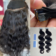 Luxefame Invisible Long Tape PU Weft Human Hair Bundles Real Natural Hair Body Wave Double Side PU Tape Human Hair Extensions
