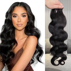Luxefame Invisible Long Tape PU Weft Human Hair Bundles Real Natural Hair Body Wave Double Side PU Tape Human Hair Extensions