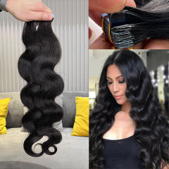 Luxefame Invisible Long Tape PU Weft Human Hair Bundles Real Natural Hair Body Wave Double Side PU Tape Human Hair Extensions