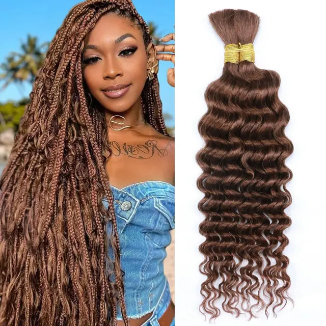 Luxefame Mink Hair Bulk Deep Wave Colored Bulk Braiding Hair Human hair Unprocessed No Weft Boho Braids Human Hair Bulk Extensions
