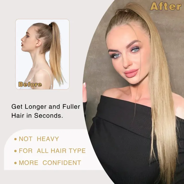 Luxefame Blonde 613 Color Ponytail Human Hair Extensions 100% Unprocessed Human Hair Extensions