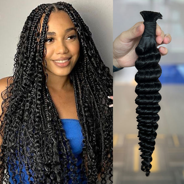Luxefame Human Braiding Hair Deep Wave Bulk Human Hair 100g  Human Braiding Hair for Boho Braids