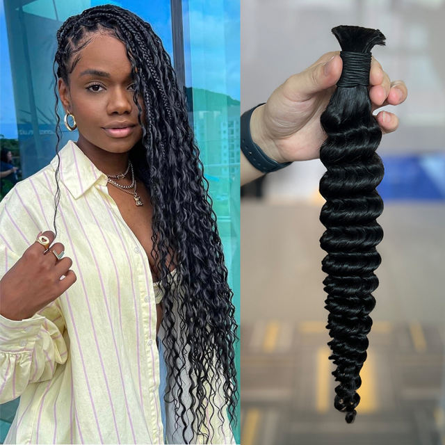 Luxefame Human Braiding Hair Deep Wave Bulk Human Hair 100g  Human Braiding Hair for Boho Braids