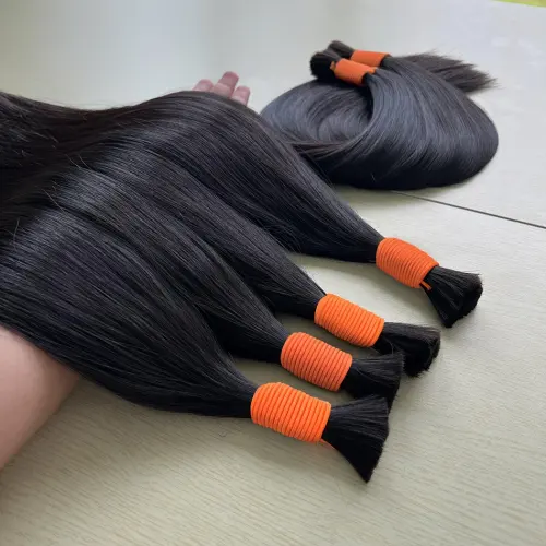 Luxefame 100% Real Virgin Human Hair Bulk Good Quality Natural Hair For Braiding Unprocessed No Weft 1B Straight Hair
