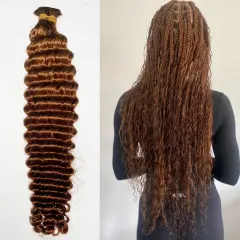 Luxefame Curly Hair Bulk for Boho Knotless Braids No Weft 100% Human Hair #4 Brazilian Remy Hair for Salon