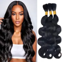 Luxefame Natural Black 100% Human Hair Body Wave Bulk Hair For Braiding 1B Human Hair Braiding No Weft Hair Bulk Human Hair Extensions