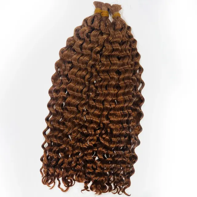 Luxefame Curly Hair Bulk for Boho Knotless Braids No Weft 100% Human Hair #4 Brazilian Remy Hair for Salon