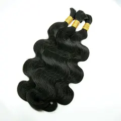 Luxefame Natural Black 100% Human Hair Body Wave Bulk Hair For Braiding 1B Human Hair Braiding No Weft Hair Bulk Human Hair Extensions