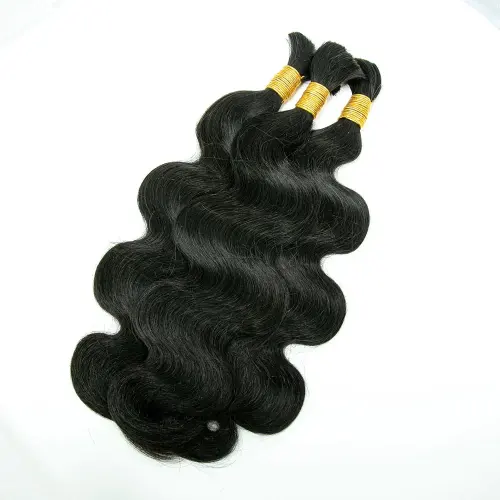 Luxefame Natural Black 100% Human Hair Body Wave Bulk Hair For Braiding 1B Human Hair Braiding No Weft Hair Bulk Human Hair Extensions