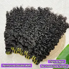 Luxefame Burmese Curly Human Hair Bundles #1B Natural Color Wavy Raw Virgin Hair Weave 100% Human Hair For Women