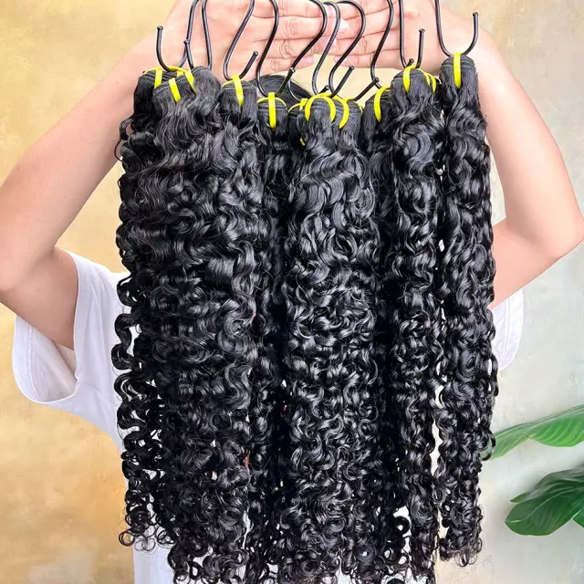 Luxefame  Burmese Curly Raw Virgin Unprocessed Human Hair Bundles Natural Black Color