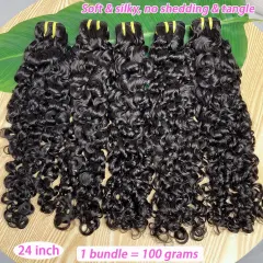 Luxefame Burmese Curly Human Hair Bundles #1B Natural Color Wavy Raw Virgin Hair Weave 100% Human Hair For Women