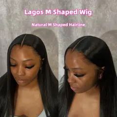Luxefame Lagos M Shaped Wig Lace Front 13x4 HD Lace Frontal 100% Human Hair Silky Straight