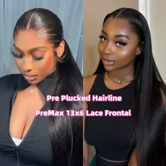 Luxefame Lagos M Shaped Wig Lace Front 13x4 HD Lace Frontal 100% Human Hair Silky Straight