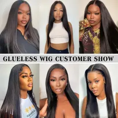 Luxefame Glueless Wig Human Hair Bone Straight  5X5 HD Lace Ready To Wear Lace Closure Human Hair Wigs For Women