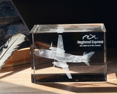 Customized Company Souvenir 3D Laser Plane K9 Crystal Glass Cube