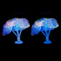 Fluorescent Fish Tank Artificial Coral: 2pcs Mushroom Type