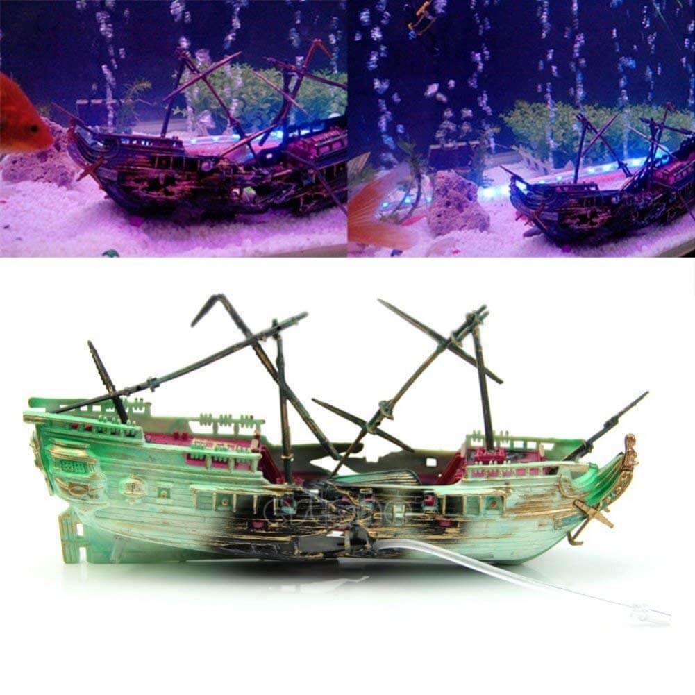 Aquarium Shipwreck Decor Sunken Ship Ornament