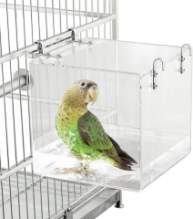 Bird Bath for Cage No-Leakage Upgrated Acrylic Clear Bird Bathtub Parrot Parakeets Shower for Cage Bathtub Box