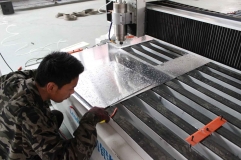 one set 7 meters aluminium engraving and cutting machine in cutomer's factory
