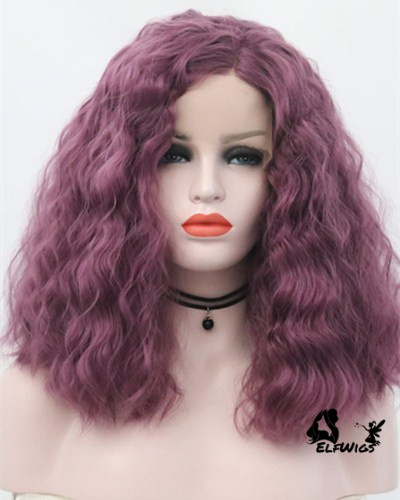 SD022-14'' Delicate shoulder length dark orchid bob synthetic lace front wig