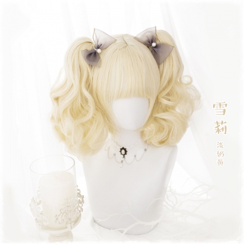 QJ033-14" Lolita egg milk yellow tiger mouth clip wefted cap wigs