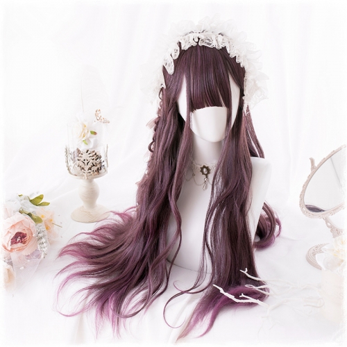QJ022-26" Lolita eliminates purple gradient bayberry wavy wefted cap wigs