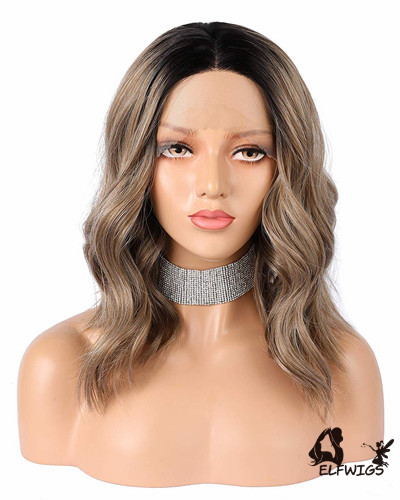 SD104-14 '' Linen Wavy Short Hair Synthetic Lace Front Wig