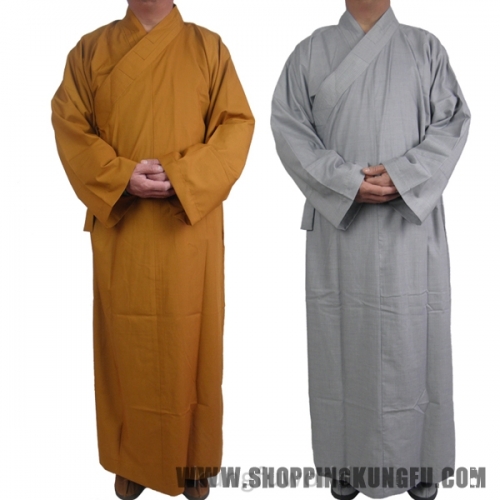 Cotton Shaolin Temple Buddhist Monk Dress Meditation Long Robe Kung fu Suit