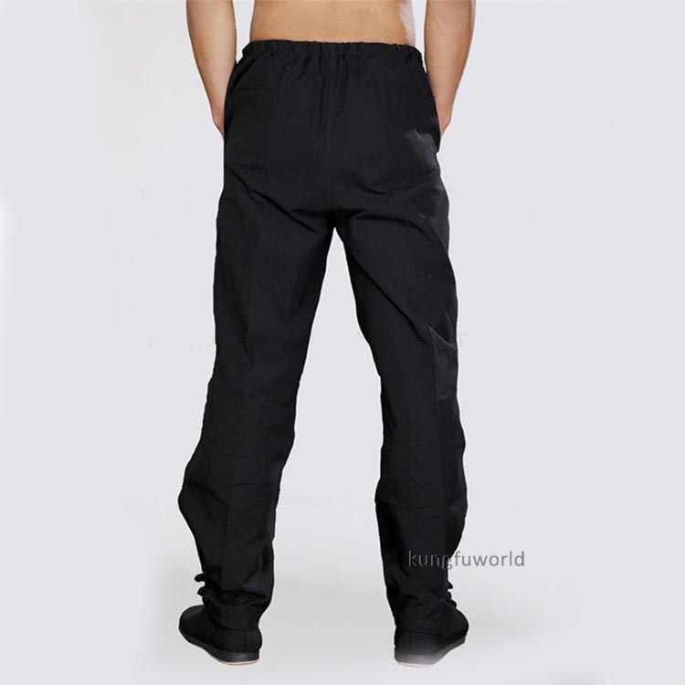 Kung Fu Pants Un-Tearable Design Shaolin Yoga Tai Chi Heavy Cotton Black