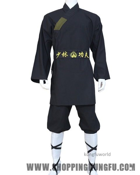 Black Cotton Shaolin Monk Robe Kung fu Wushu Suit