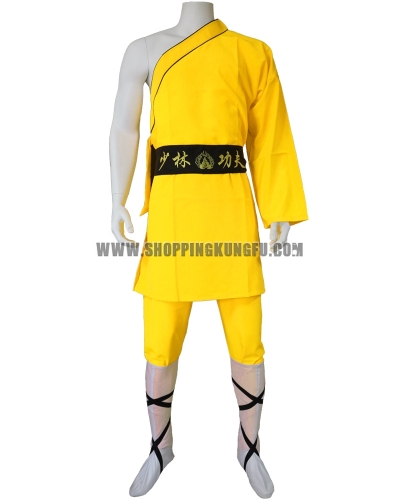Yellow Color One-sleeve Shaolin Monk Suit Kung fu Martial arts Suit for Kids and Adults