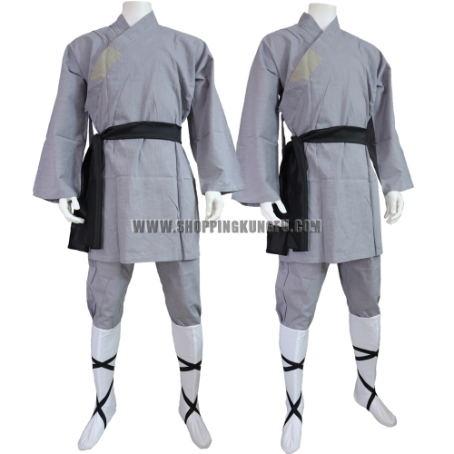 High Quality Cotton Gray Color Shaolin Monk Robe Kung fu Martial arts Wushu uniform
