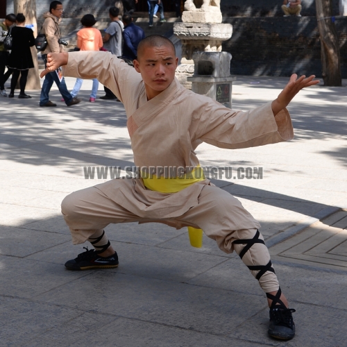 Beige Cotton Shaolin Training uniform  High Quality Shaolin monk suit