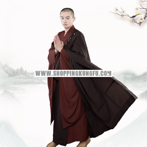 dark brown buddhist monk kesa robes, one panel style, 5 panels style, 7 panels style