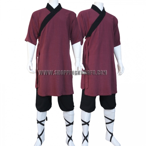 High Quality Thick Cotton Shaolin Monk Uniform Shortsleeves Summer Suit Custom Made