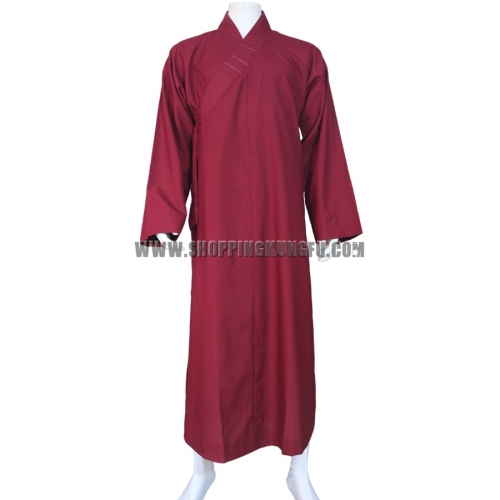 Shaolin Buddhist Monk Robe Meditation Uniform Dark Red