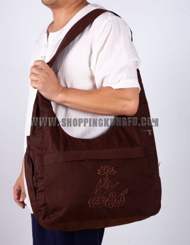 Buddhist Monk Bag to match Meditation Robe Kung fu Uniforms Gray Brown