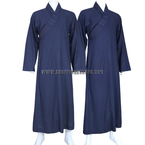 Shaolin Buddhist Monk Robe Meditation Kung fu Uniform Dark Blue Cotton Linen