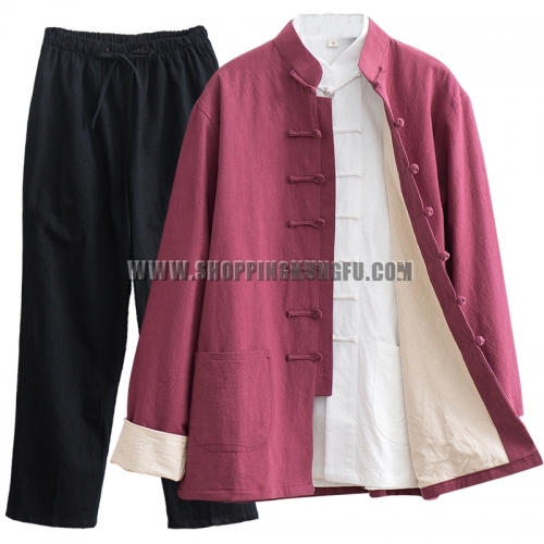 3 Pieces Cotton Linen Casual Tang Suit Tai Chi Kung fu Uniform Wing Chun Set
