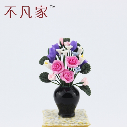 1:12 Scale Fine Dollhouse Miniature Flower Beautiful Red and purple Flowers