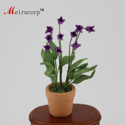 Dollhouse 1:12 Scale Mini decoration Purple flower Flowerpot 09944