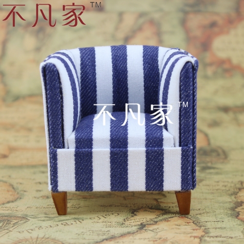 Fine Doll house 1:12 scale miniature furniture  blue stripe sofa