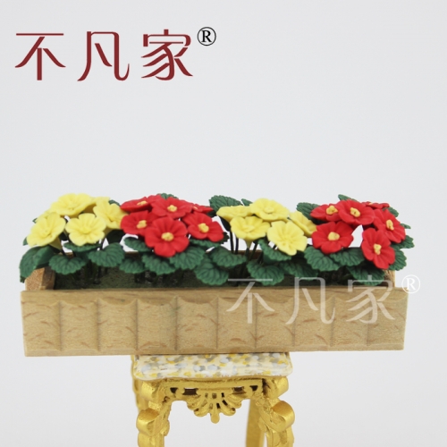 dolls house 1/12 sacle miniature decorate Potted Yellow and red flower bed