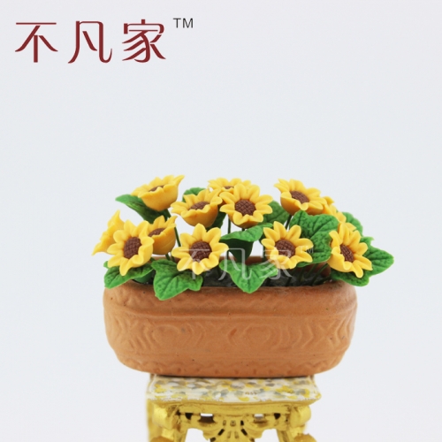 Mouse over image to zoom Details about  Sunflower flower bed for 1/12 Scale Dolls house Miniature decoration Flower