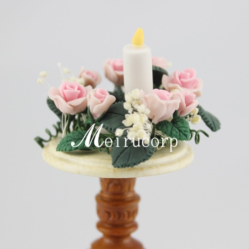 Dollhouses fine 1:12 sacle Miniature flower-candle with flowers
