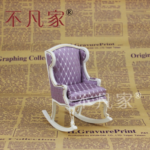 Dollhouse 1/12 th Scale Miniature furniture white Handmade Gold Rocking chair