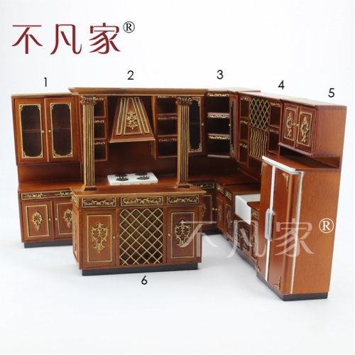 Dollhouse 1/12th Scale Miniature furniture High quality hand carved Kitchen cabinet combination